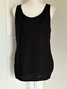 Ann Taylor Black Textured Scoop Neck Tank